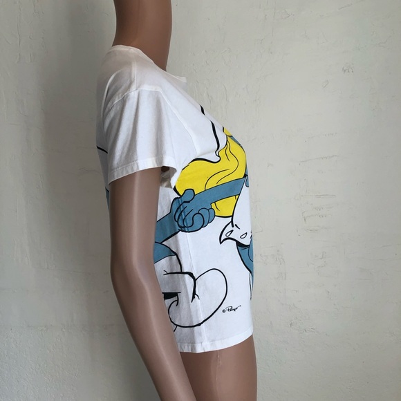 Zara Junior Girls Size 10 White T-Shirt The Smurfs Graphics Tee Short Sleeves - Picture 4 of 13